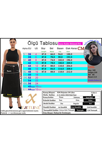 EXİTLİNE Women's Winter Belted Suede Black Skirt