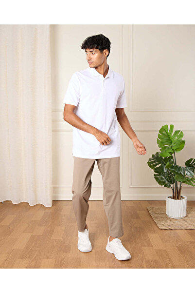 REDTAG Men Beige Plain Track Pants