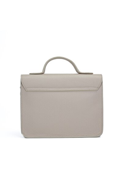 Posete Fagaras Medeea Leather Purse - Beige, 1 Compartment, 2 Pockets, Adjustable Strap 135 cm