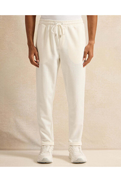 REDTAG Men Ivory Plain Track Pants