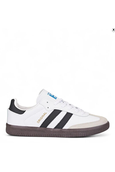 PAPUCUMUN DÜNYASI Unisex White Black Thermo Sole Solely Striped Lace-Up Sports Shoes