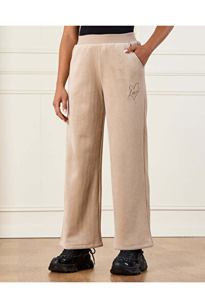 REDTAG Senior Girls Beige Wideleg Velour Active Pants