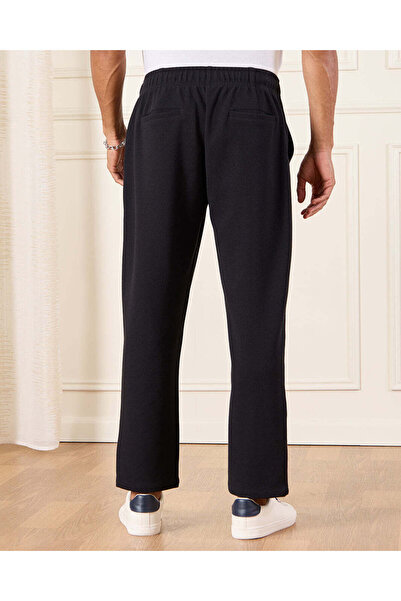 REDTAG Men Black Twill Relax Fit Track Pants