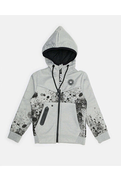 REDTAG Boys Grey Printed Hooded Jogger Set (2 Piece)