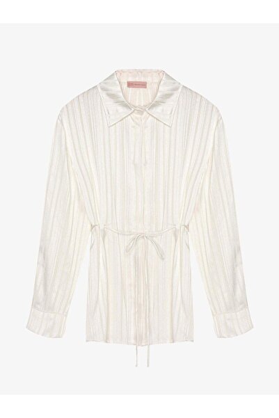 Quzu قميص بتفاصيل ربط - لون إكرو