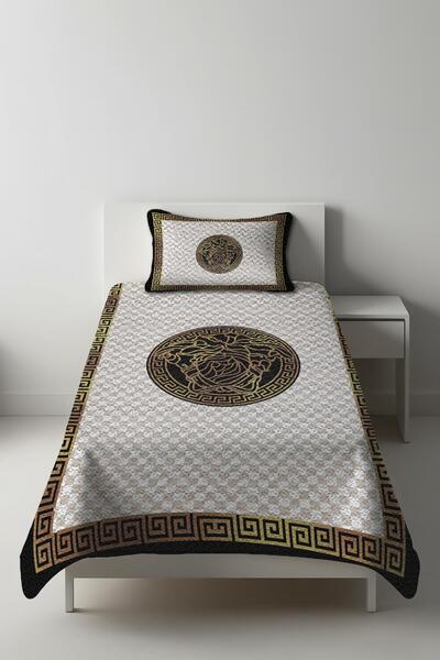 Dolce Mariee Parlak Kadife Kumaş Kapitoneli Tek Kişilik Yatak Örtüsü Seti (2 Parça) TKY0005