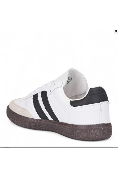 PAPUCUMUN DÜNYASI Unisex White Black Thermo Sole Solely Striped Lace-Up Sports Shoes