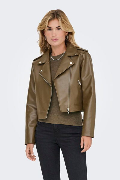 ONLY JDY Жіноча куртка з штучної шкіри в стилі байкер - на блискавці, з бічними кишенями, стильний дизайн