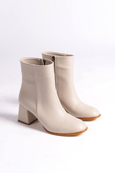TRENDELLA Lucinda Women's Winter Beige Thick Heeled Boots