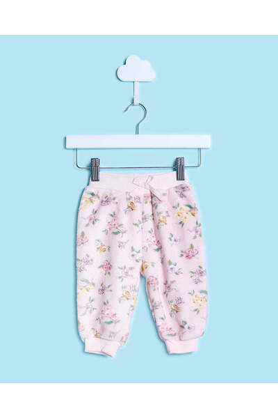 REDTAG بدلة رياضية مطبوعة بالكامل بالزهور باللون الوردي للبنات الرضع (قطعتان)