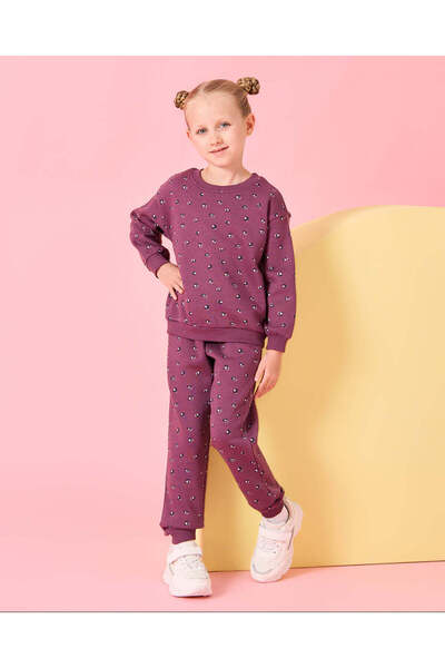 REDTAG طقم كاجوال مطبوع بالكامل باللون العنابي للبنات (قطعتين)