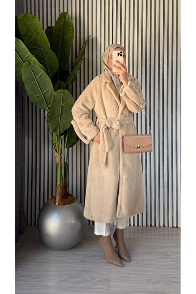 Molly Nelly Γυναικείο μαλακό μακρύ παλτό από τρίχες Angora