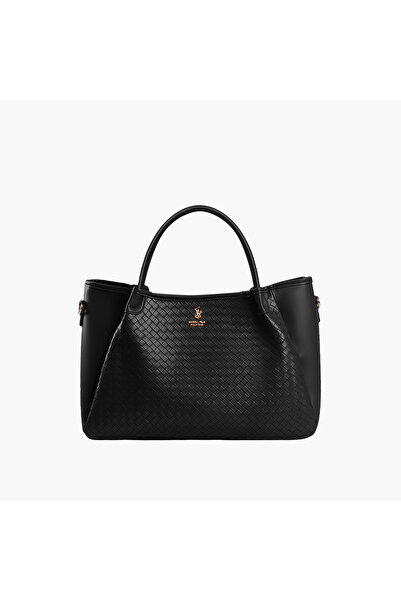 Beverly Hills Polo Club Textured Tote Bag with Double Handles