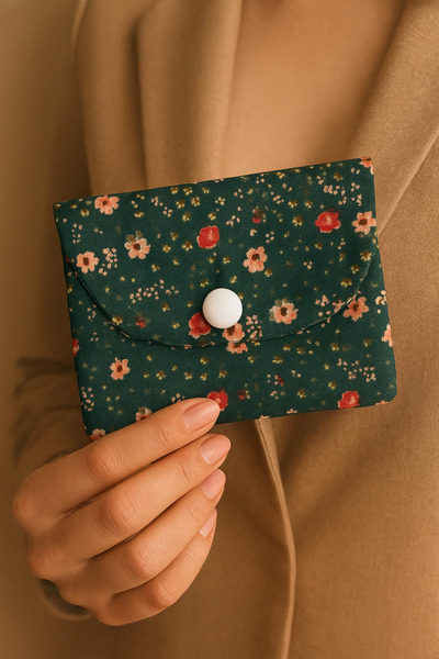 Fynbos Premium Handmade Floral Pattern Fabric Mini 3 Compartment Wallet 11X9 cm – Multi-Purpose Women's Accessory