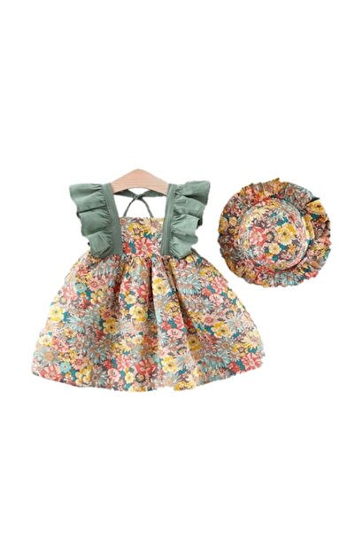 KERNOWSUN - Set rochie cu căciulă pentru fete, 18-24 luni, imprimeu floral