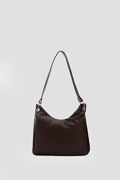 Shule Bags Valerie Braided Shoulder Bag Brown