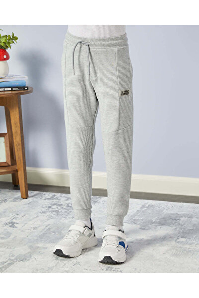 REDTAG Boys Grey Ottoman Track Pants