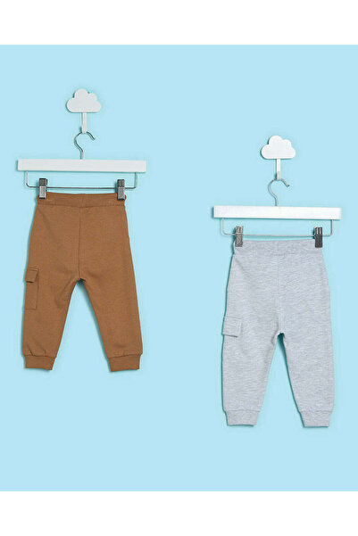 REDTAG Grey Melange & Brown Fashion Cargo 2-Pack Track Pants