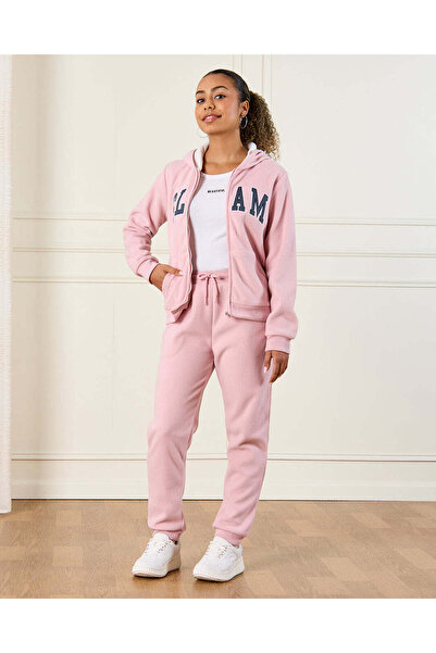 REDTAG بدلة جري نشطة وردية اللون للفتيات الكبيرات مع بطانة من صوف الشيربا (قط...