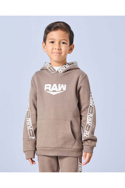 REDTAG طقم بنطال رياضي مطبوع للأولاد باللون البني (قطعتين)