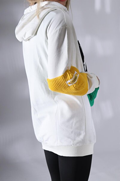 shE tekstil Tricotaj cu aplicație 3 fire Sweat alb