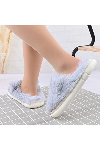 Tmall Women's Fluffy Slippers,With Rabbit I,With Fur,TM1PD1069,Blue