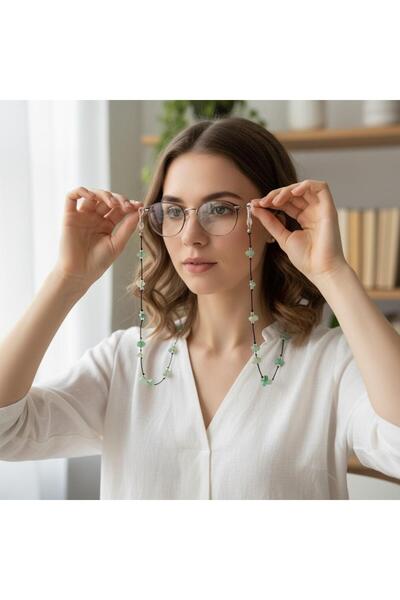 Taş Sandığı Aventurine Stone Eyeglass Strap – Natural Stone Eyeglass Cord, Lucky Stone