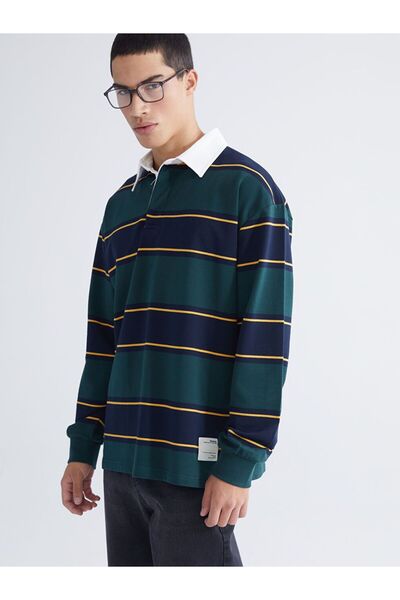 LC Waikiki Ανδρικό φούτερ με ριγέ λαιμόκοψη XSIDE