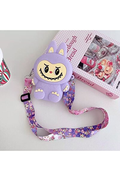 synshop Labubu Cat Ear Silicone Bag Wallet Women Teen Girls Kids Baby 15X9 cm Gift Adjustable Strap