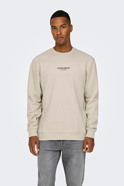 ONLY & Sons Men's Sweatshirt - Curated - Round Neck, Long Sleeve, Comfortable Fit