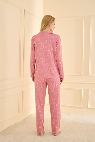 Mihra 19103 Women's Buttoned Long Sleeve Pajama Set