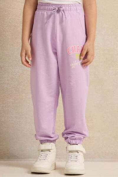 REDTAG Girls Lilac Placement Print Active Pants