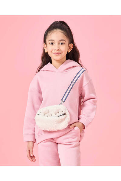 REDTAG بدلة رياضية وردية بغطاء رأس للبنات (قطعتان)