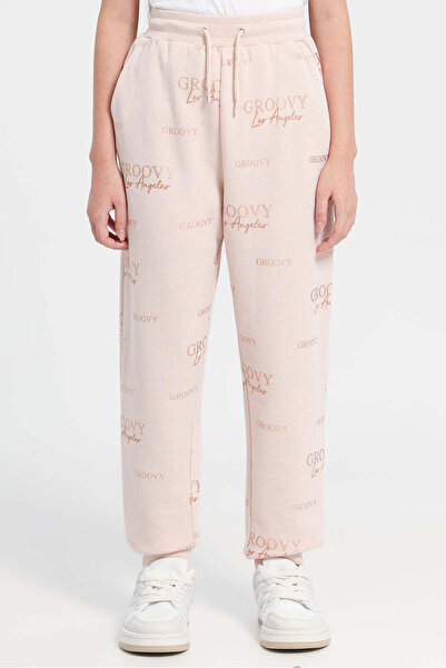 REDTAG بنطال رياضي مطبوع باللون الوردي للبنات