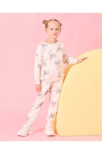 REDTAG طقم كاجوال مطبوع بالكامل للبنات باللون البيج (قطعتين)