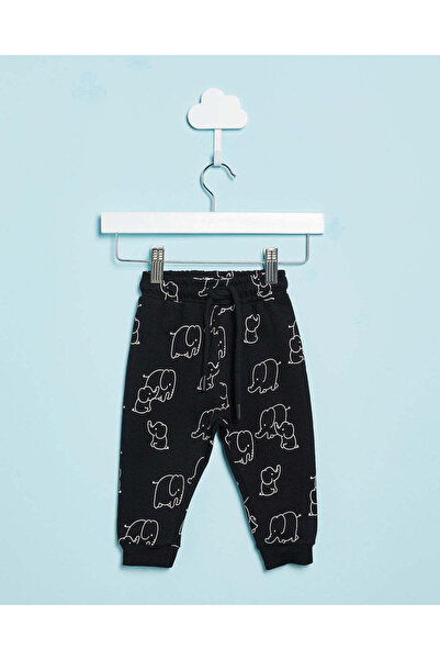 REDTAG بنطال رياضي مطبوع فيل أسود للأولاد الرضع