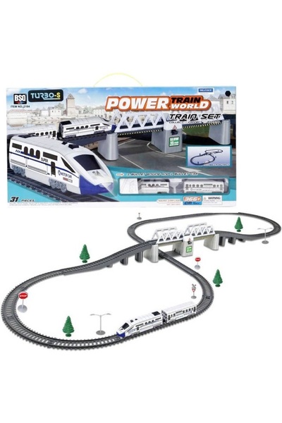 Doris Electric train set with 366 cm tracks Power Train 31 pieces, locomotive with light, includes wagon p
