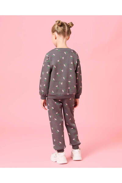 REDTAG طقم كاجوال بطبعة كاملة باللون الفحمي للبنات (قطعتان)