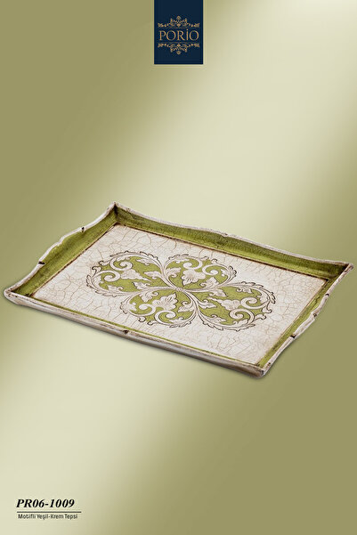 Sezzatini İtalyan Motifli Yeşil Krem Handmade El Oyma Ve Boyama 32*45 cm Gül ...