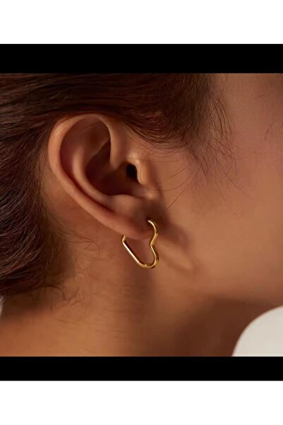 Arescollection 1 ÇİFT PASLANMAZ 2 CM ÇELİK KALP ŞEKLİNDE KADIN HALKA KÜPE