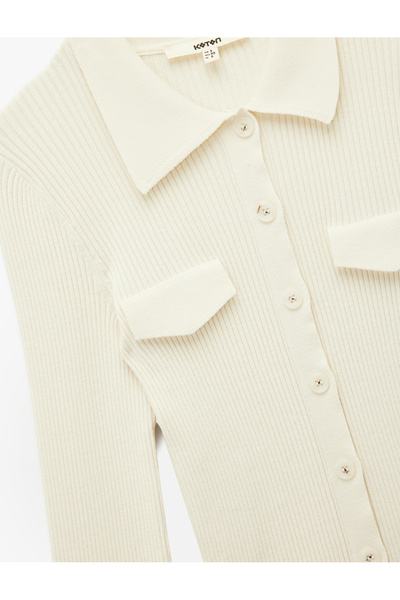 Koton Polo Yaka Viskon Karışımlı Cepli Uzun Kollu Triko Kazak