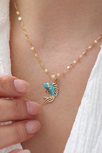 YAVUZ KUYUMCULUK 14 Ayar Altın Aynalı Zincir Balık Kolye