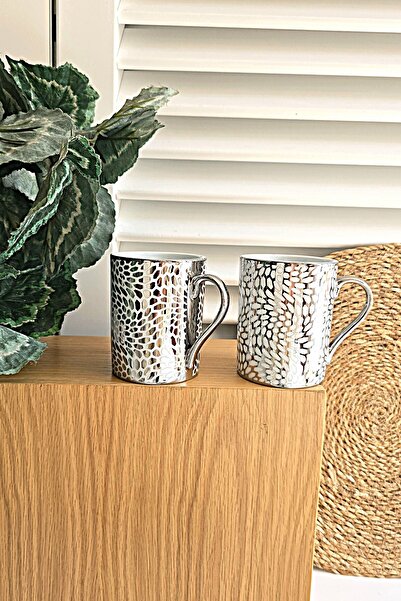GULHANILE Platinum Porcelain Mug with Box of 2