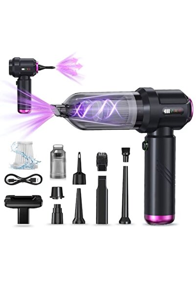 OEM 4 in 1 Portable Car Vacuum Cleaner, 110W, 17000 Pa, HEPA Filter, Black, USB Type-C Charging, Battery