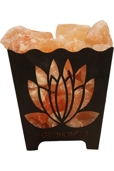 Geohoney Himalayan Salt Lamp basket with Chunks - Flower Design