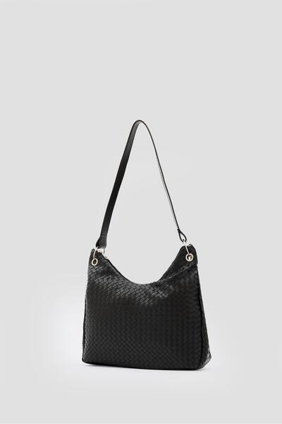 Shule Bags Valerie Braided Shoulder Bag Black