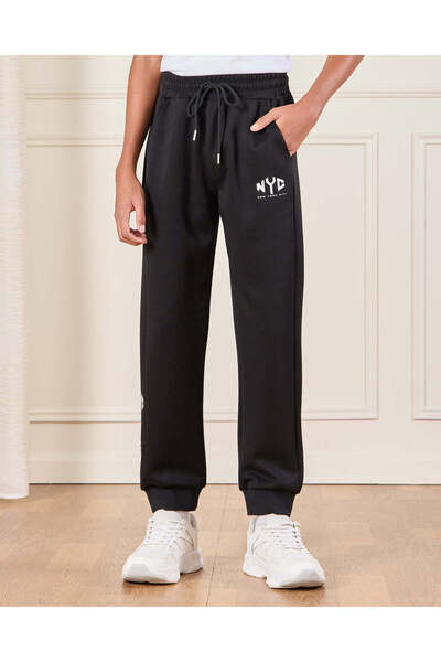REDTAG Senior Boys Black NYC Print Active Pants