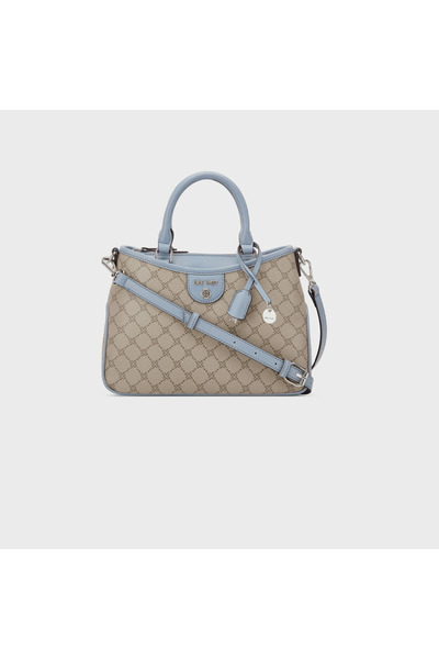 Nine West Kiley Monogram Double Handle Satchel Bag with Zipper Closure and Detachable Strap