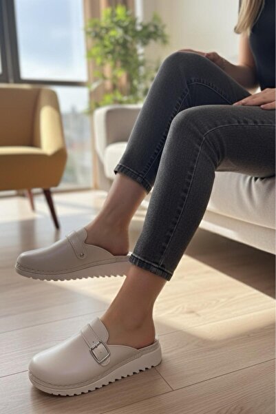 Oksit Prl 3102 Buckle Orthopedic Soft Lightweight Sole Closed Front Daily Mother Women's Slippers