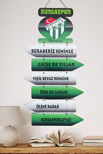 DURUSA "Bursaspor" Taraftar MDF Duvar Süsü 40x20 cm - Yeşil Beyaz Duvar Dekoru